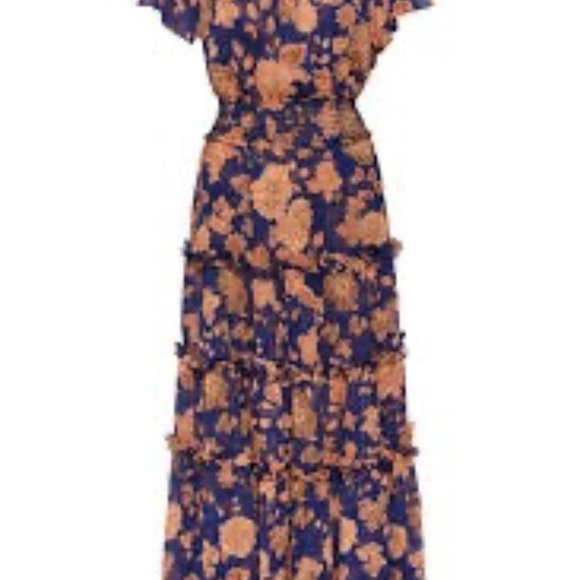 Misa Tina Dress Blue Marigold Floral - Picture 2 of 6